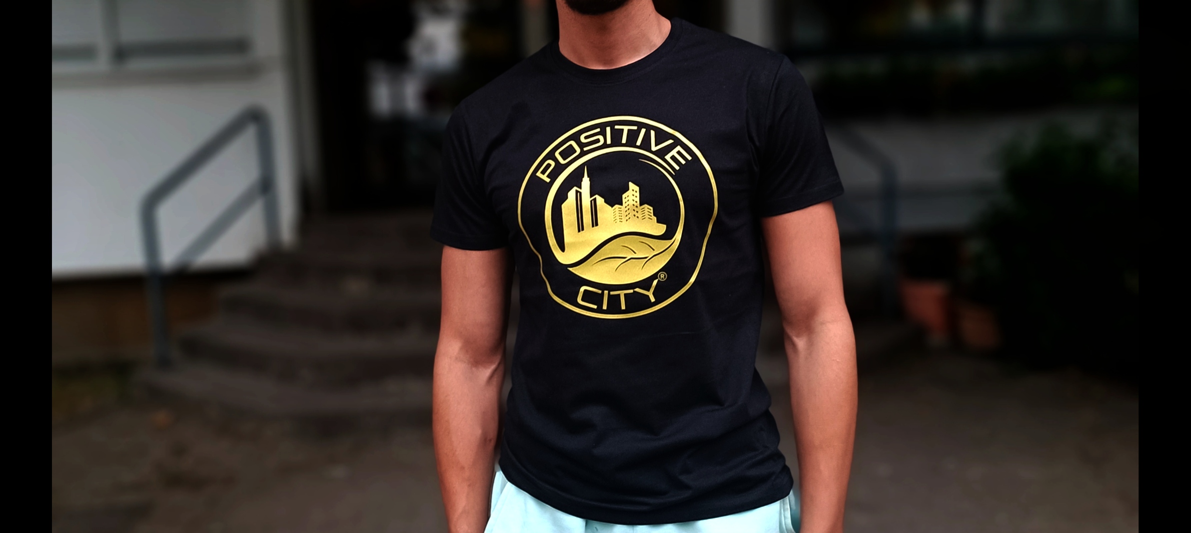 tee-shirt concept Positive city couleur noir